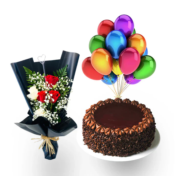 Cake, Flower & Balloons
