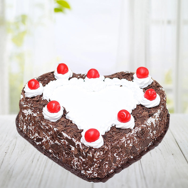 Heart Shaped Black Forest Cake in Qatar