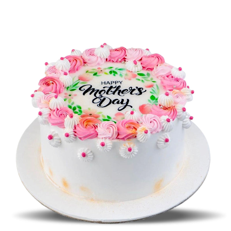 Elegant white Mother's day cake in qatar