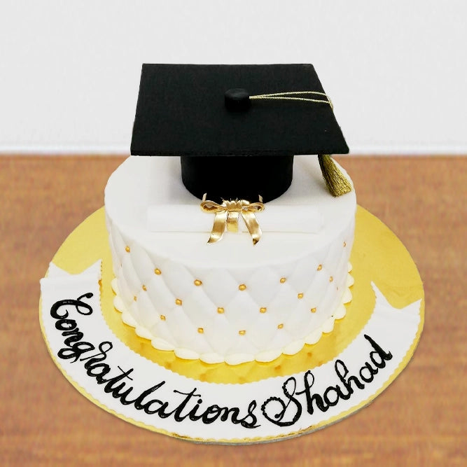 Mesmerising White Graduation Day Cake