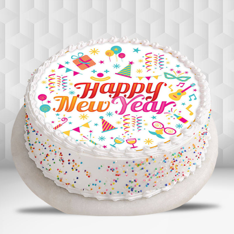 Colorfully White New Year Cake in Qatar