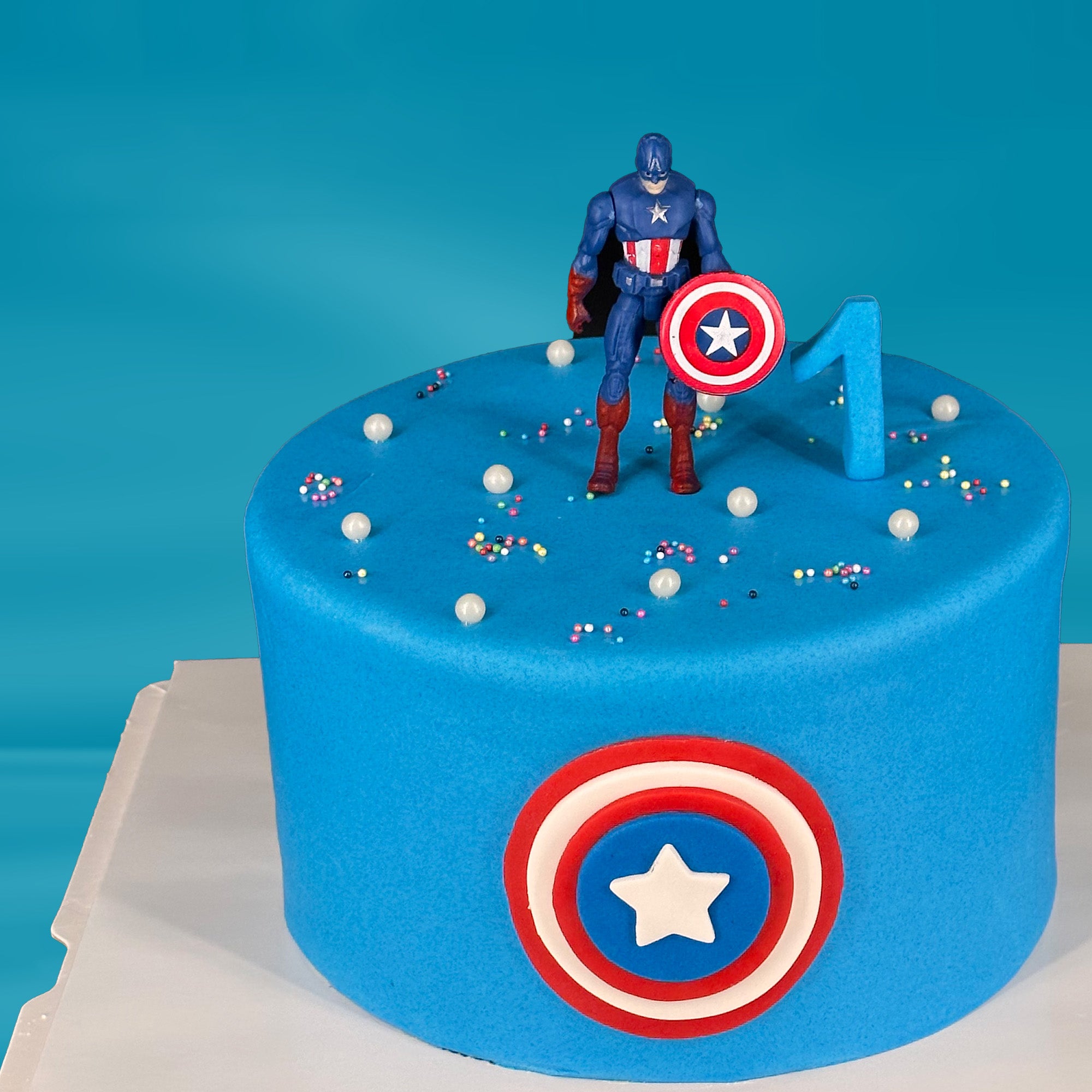 Captain America themed cake