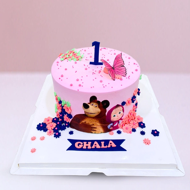 Masha & The Bear Pink Cake in Qatar