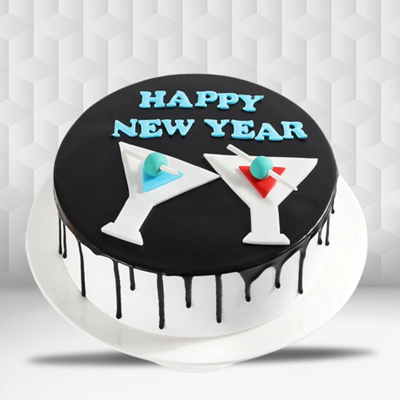 Splendid Black & White New Year Special Cake