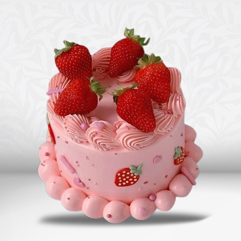 Mouth-watering Pink Strawberry Cake in Qatar