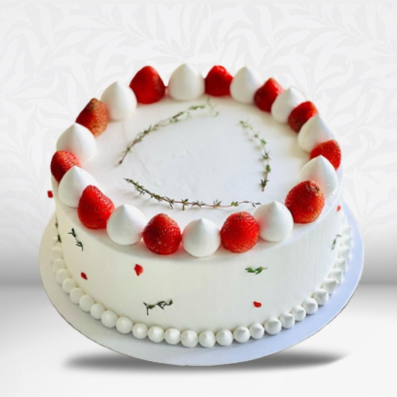 Charming White Strawberry Cake in Qatar