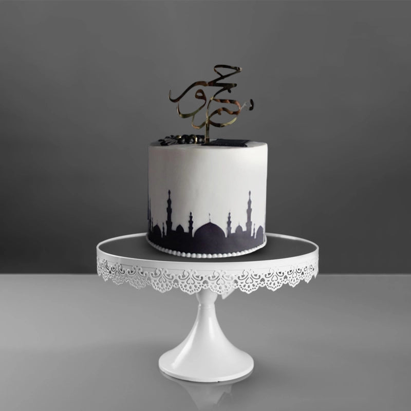 Beautiful B&W Eid Mubarak Cake in qatar