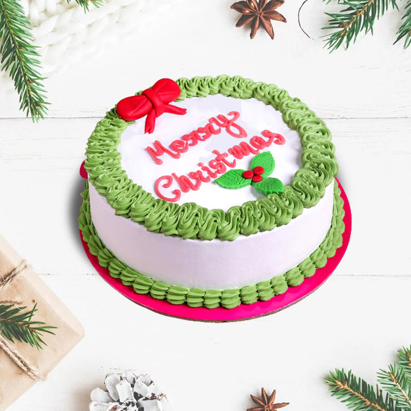 Pistachio Green & White Christmas Cake