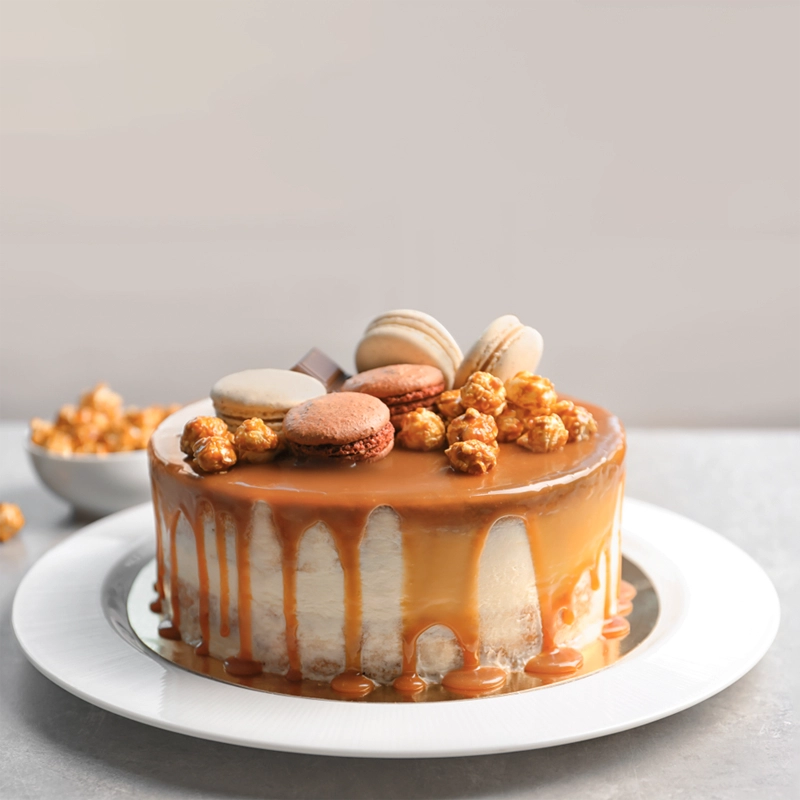 Nutty Macaron Cake Caramel Drip