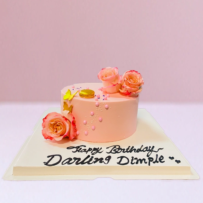 Charming Pink flower Cake in Qatar