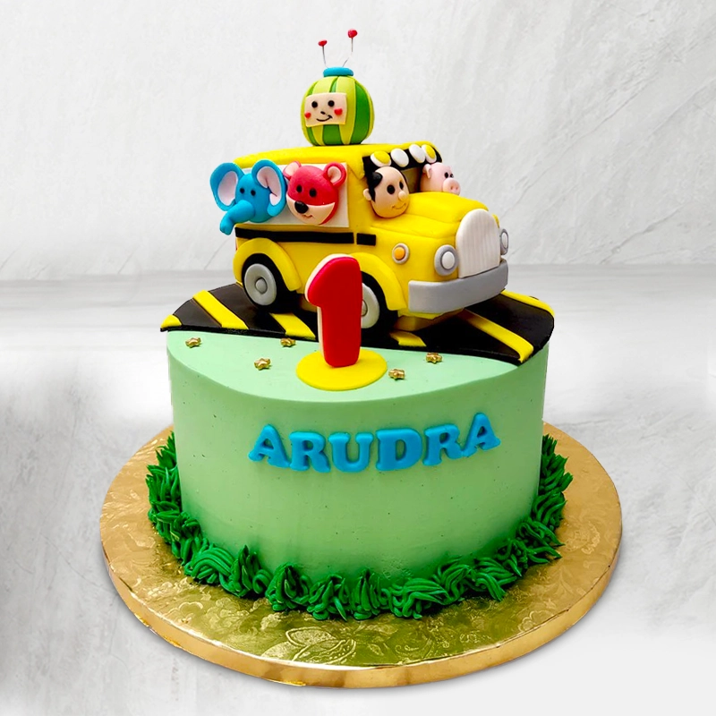 Cocomelon School Bus Theme Cake