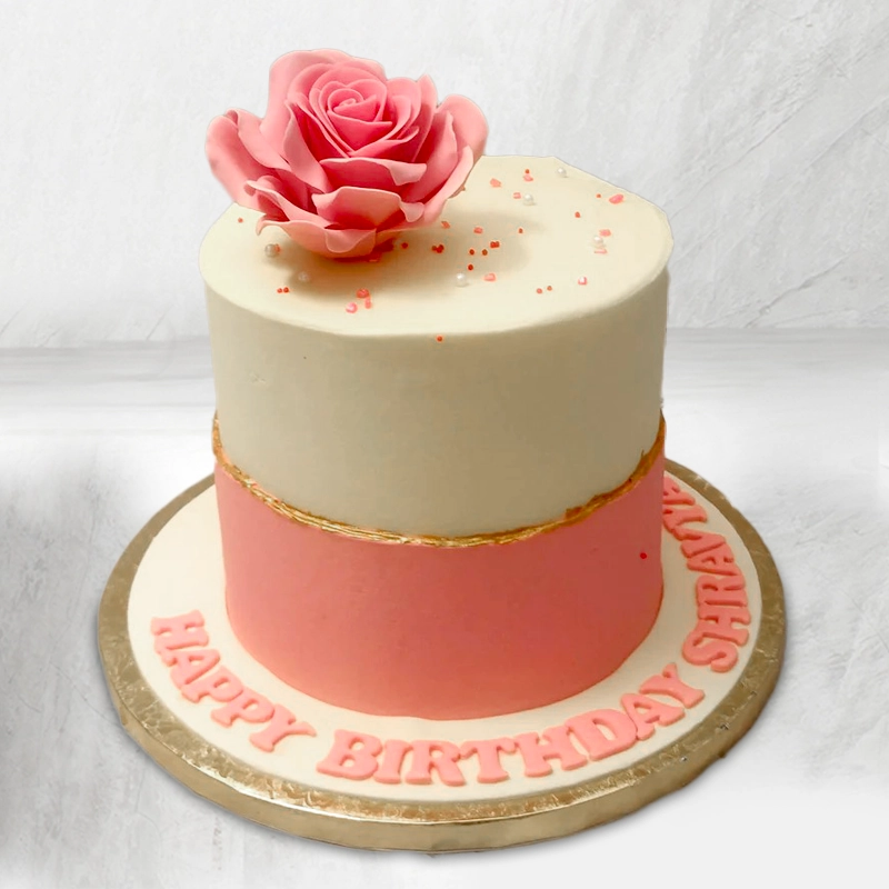 Pink Rose Birthday Cake