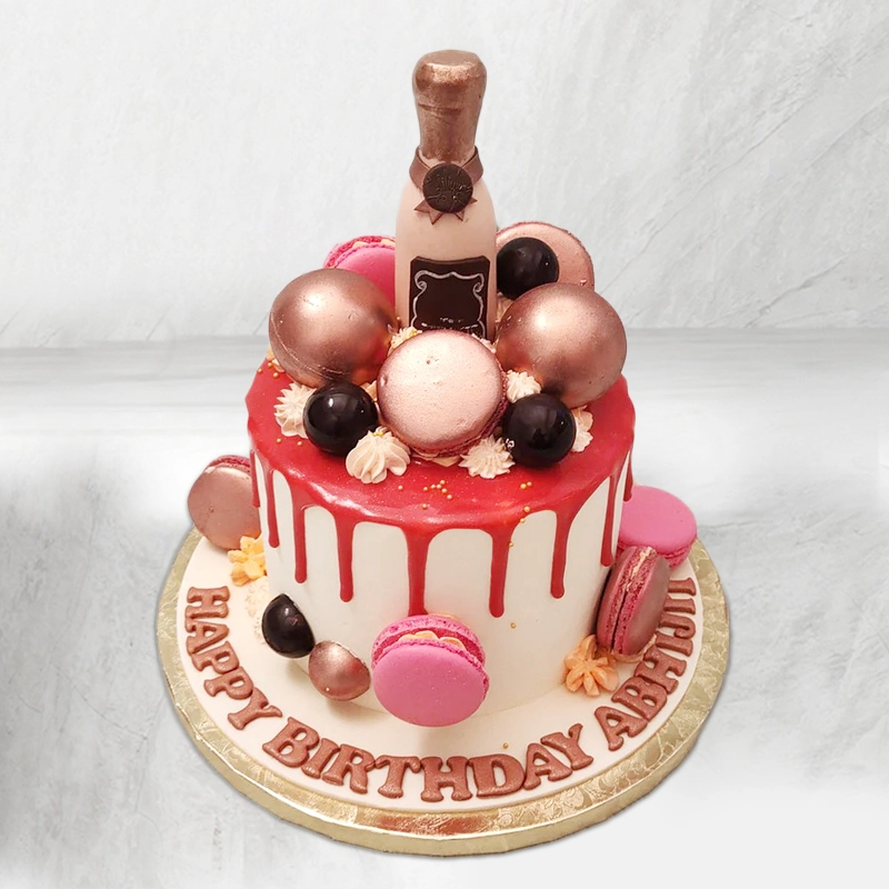 Champagne Bottle Macaron Cake