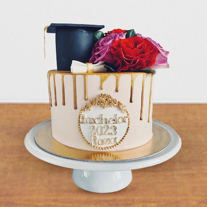 Caramel Drip Graduation Day Cake