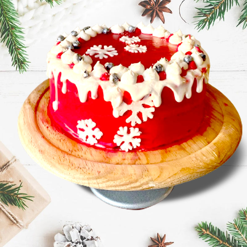 Glossy Red Christmas Cake in Qatar