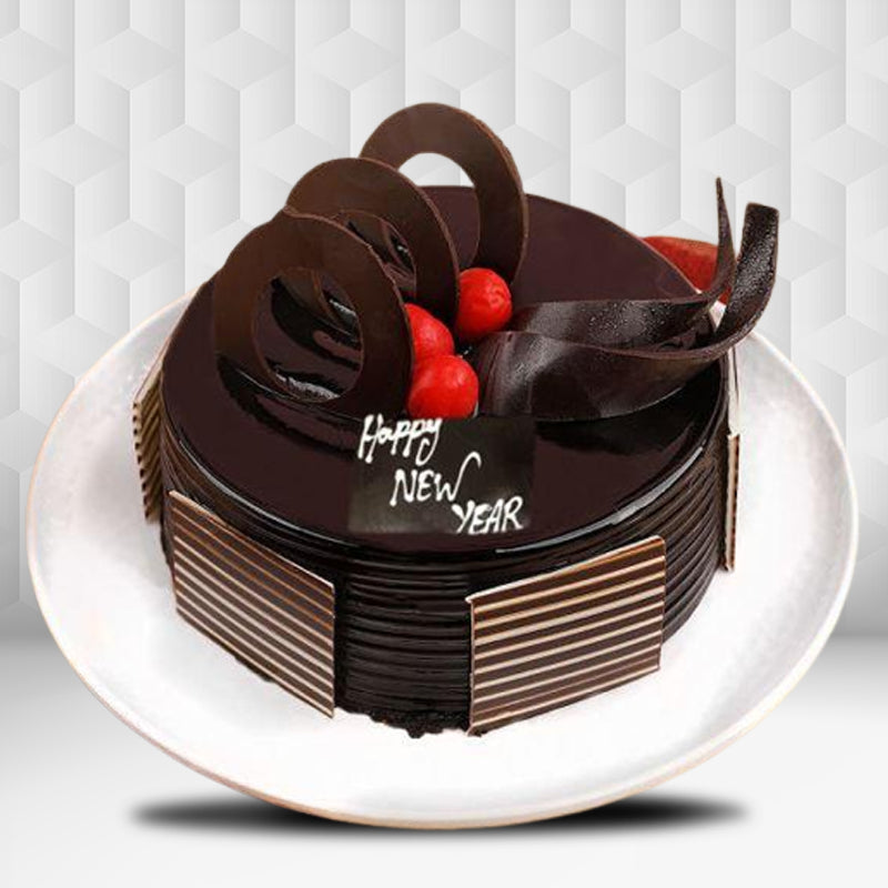 Elegant Chocolate Cake New Year Theme in Qatar