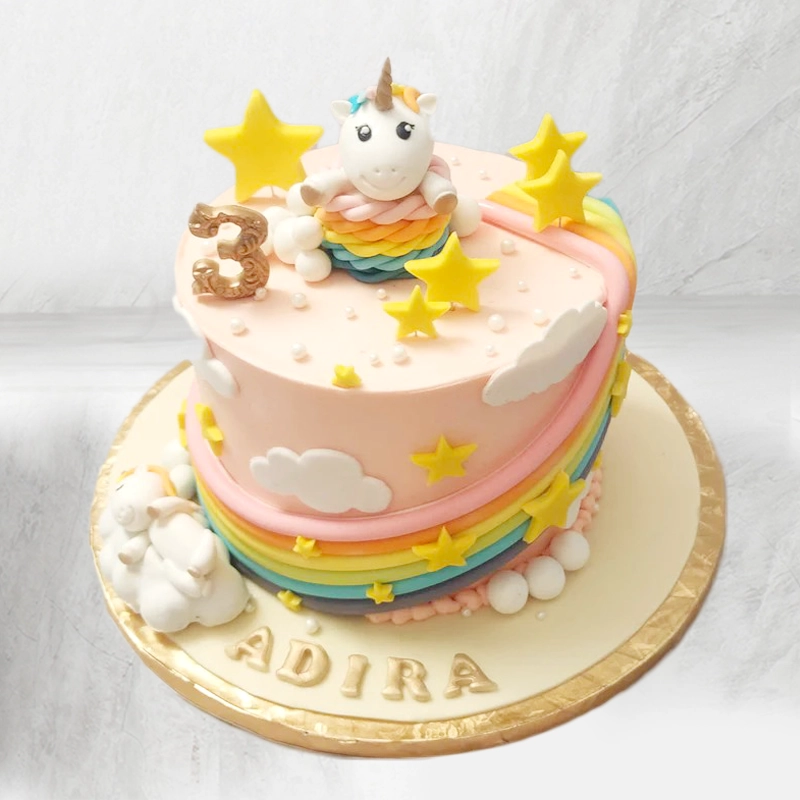 Cute Unicorn Rainbow Cake