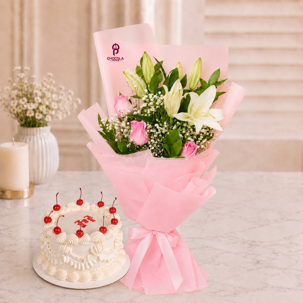 Pink Lily Blossom Celebration Set