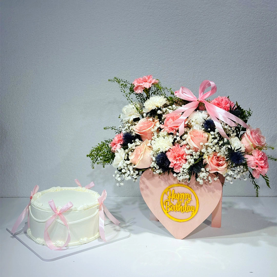 Feminine Charm cake and flower Combo