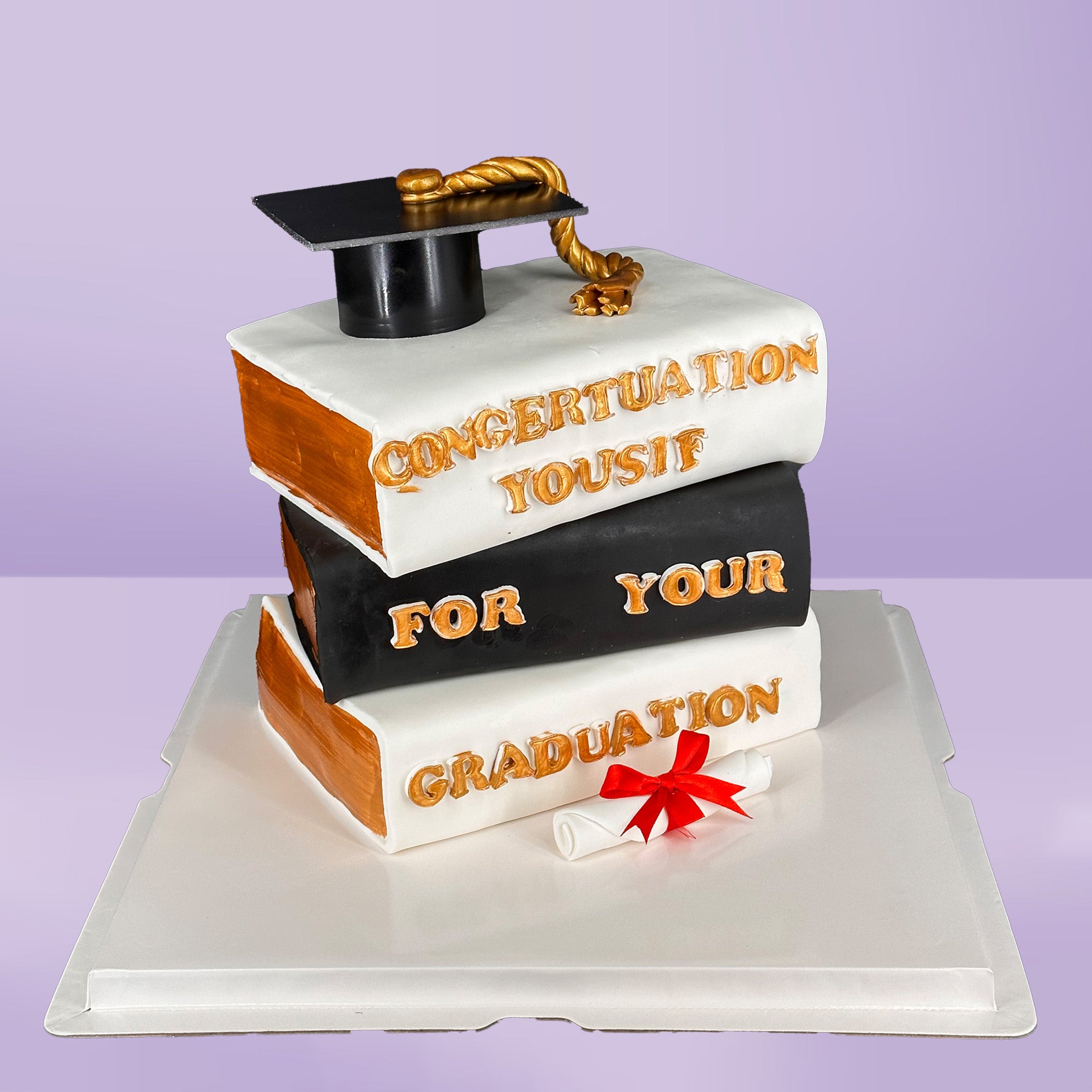 Bookish graduation cake