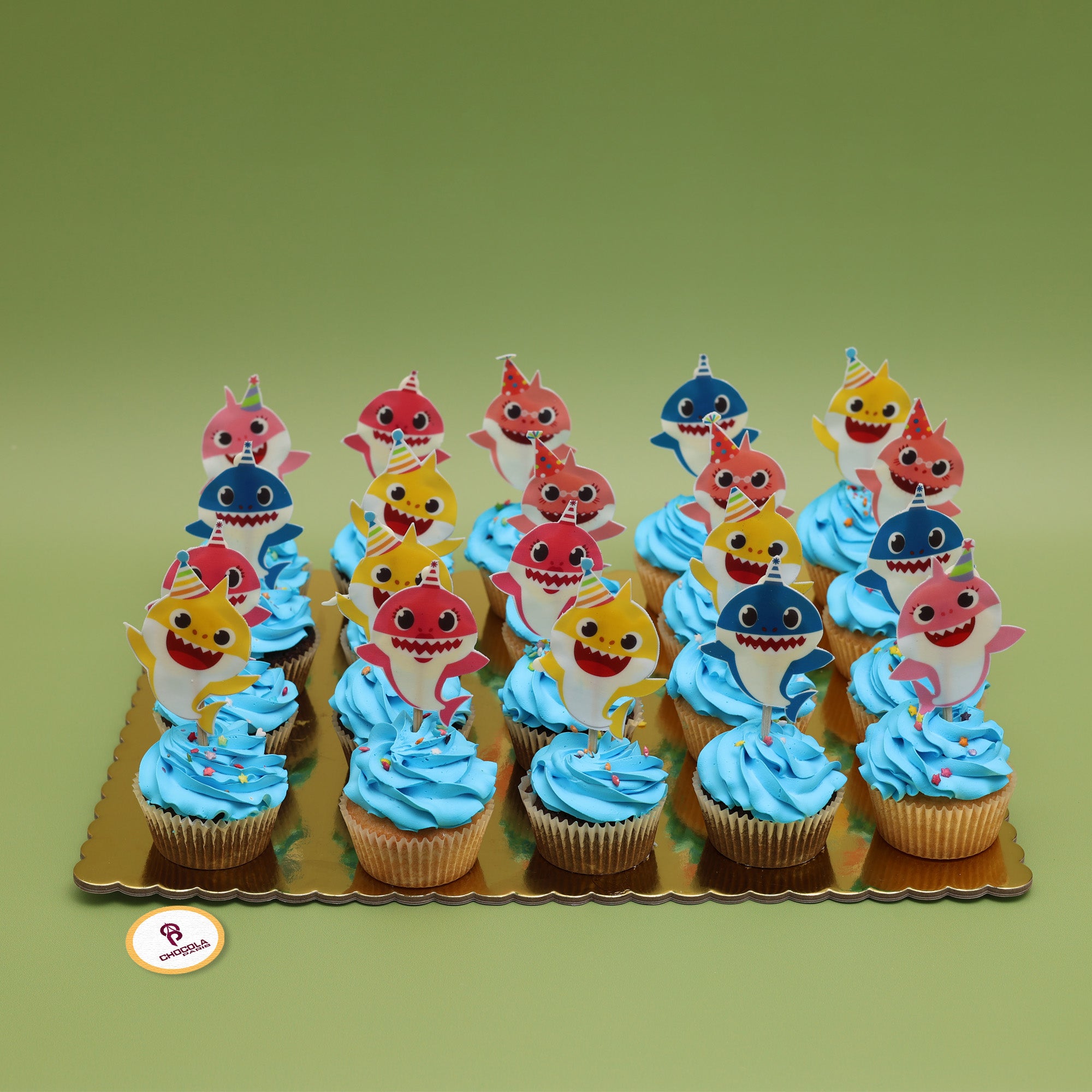 Baby shark themed Cupcakes