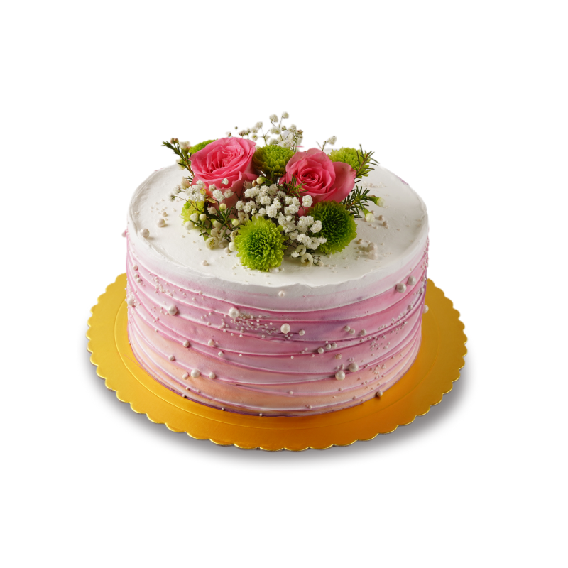 Pink Fresh Flower Cake in Qatar