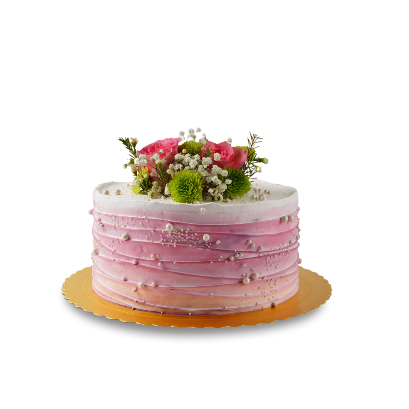 Pink Fresh Flower Cake in Qatar