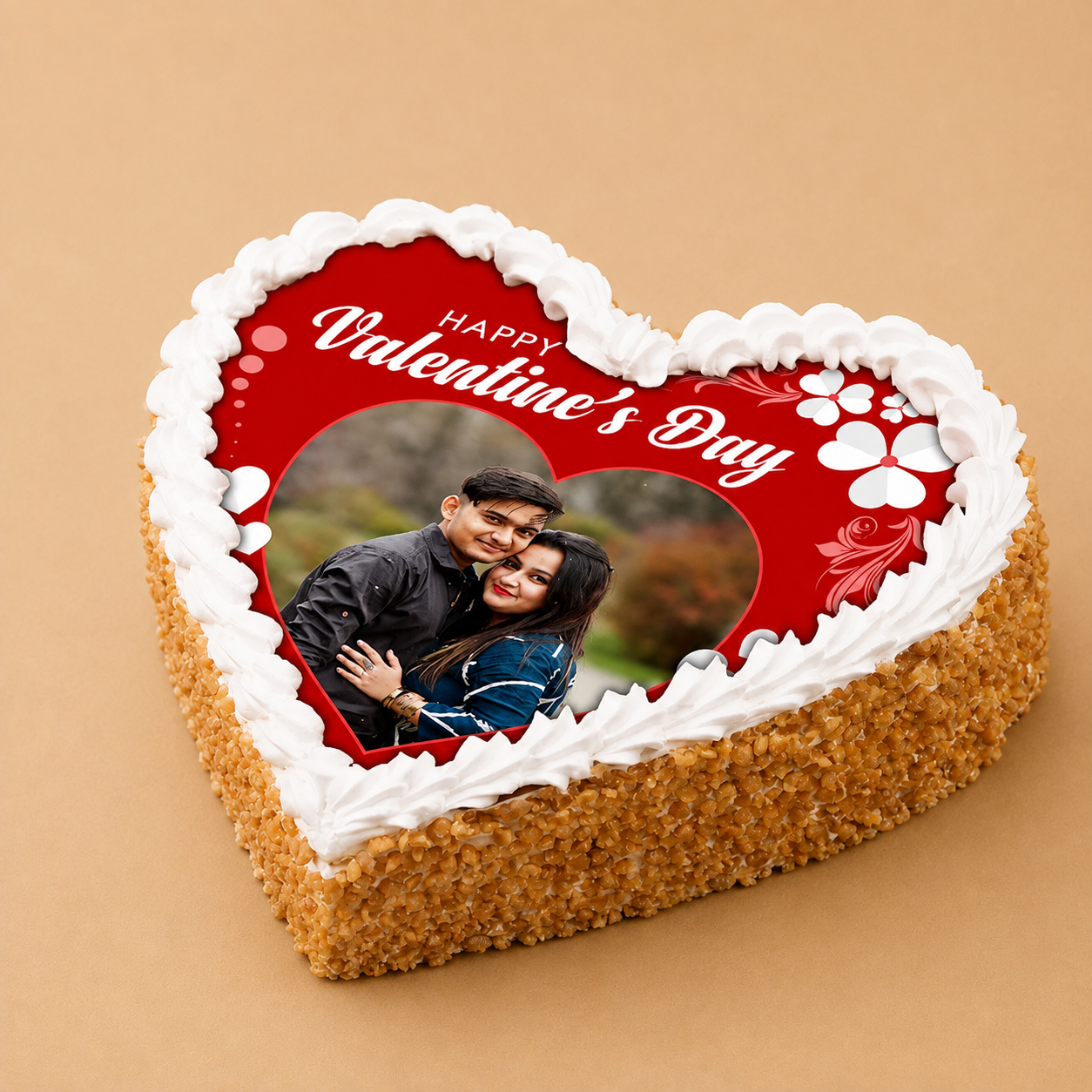 Heart-Shaped Valentine’s Photo Cake