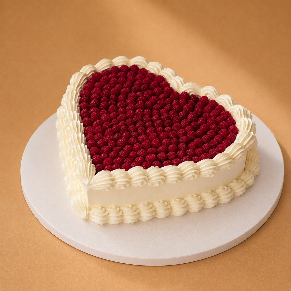 Heart Shaped fresh raspberries cake