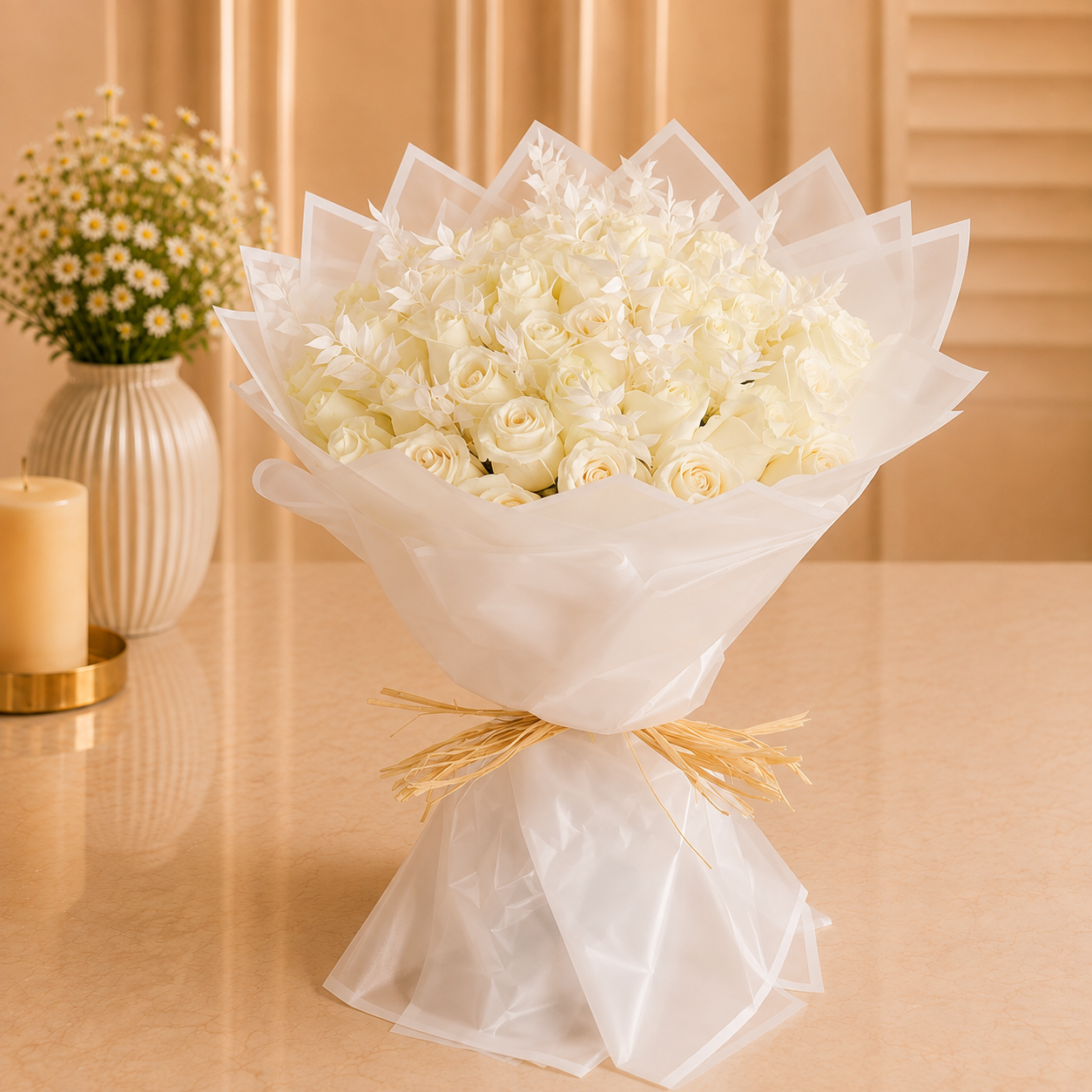 Elegant White Rose Bouquet