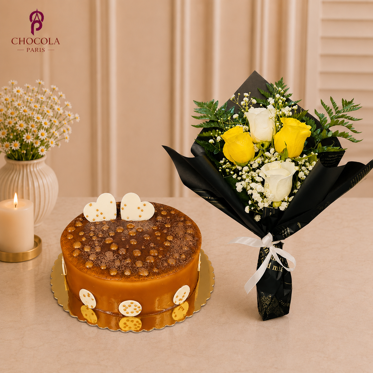 Creamy Cake With Colorful roses Combo