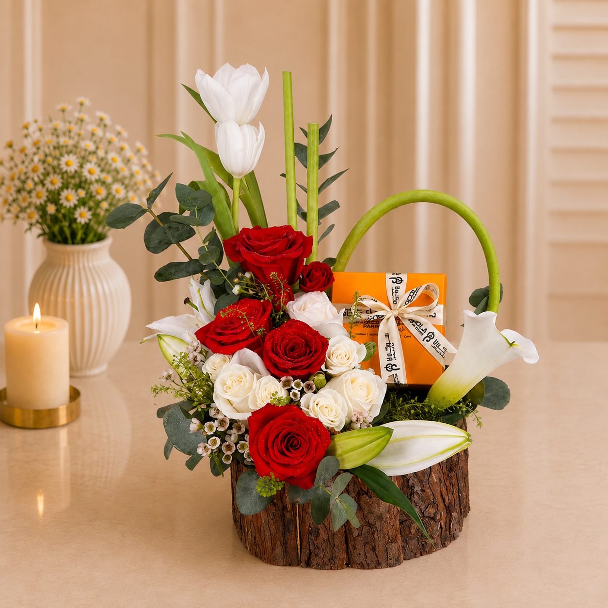 Blissful Floral arrangements & premium Chocolate box combo