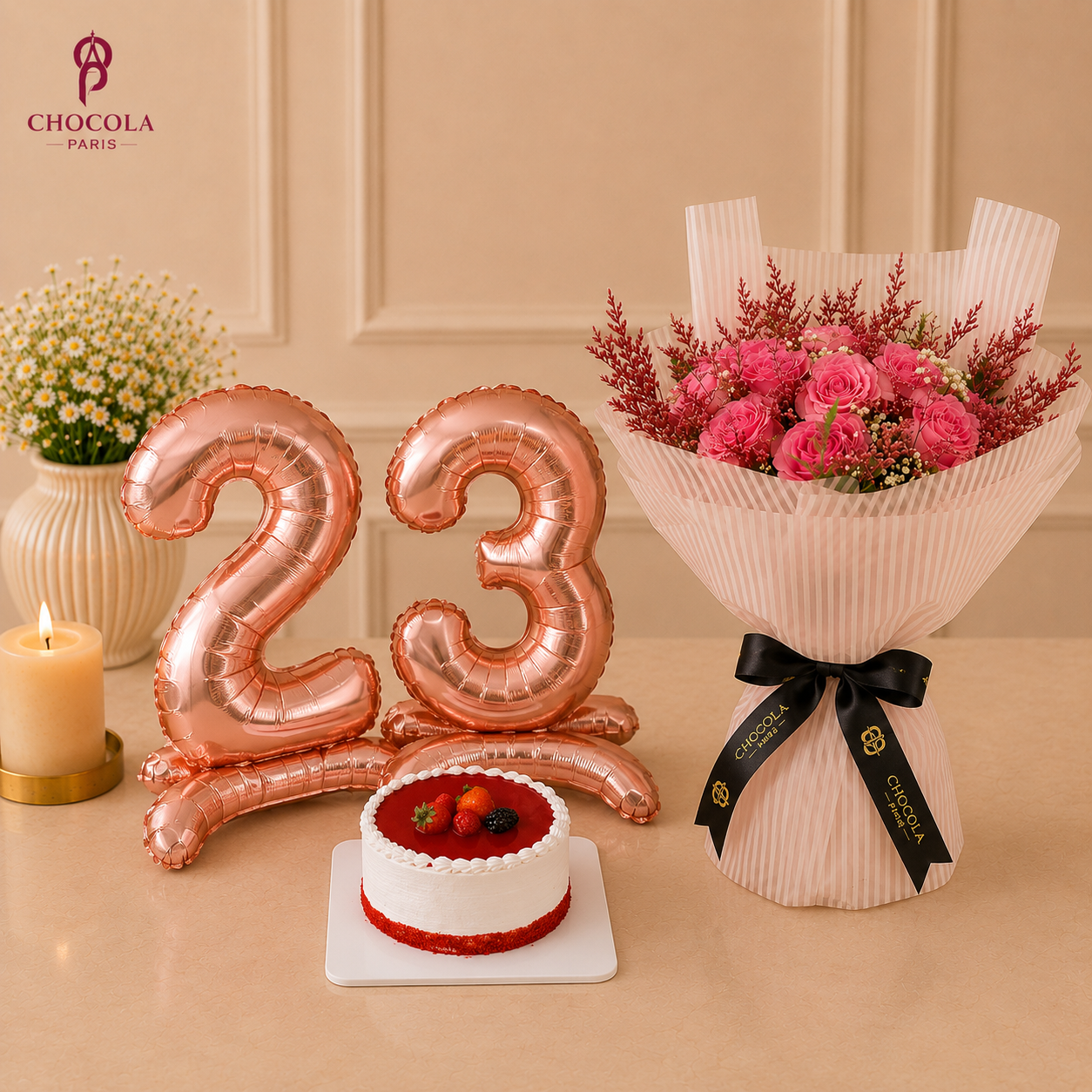 Beautiful Flower Bouquet & Belgian chocolate box combo