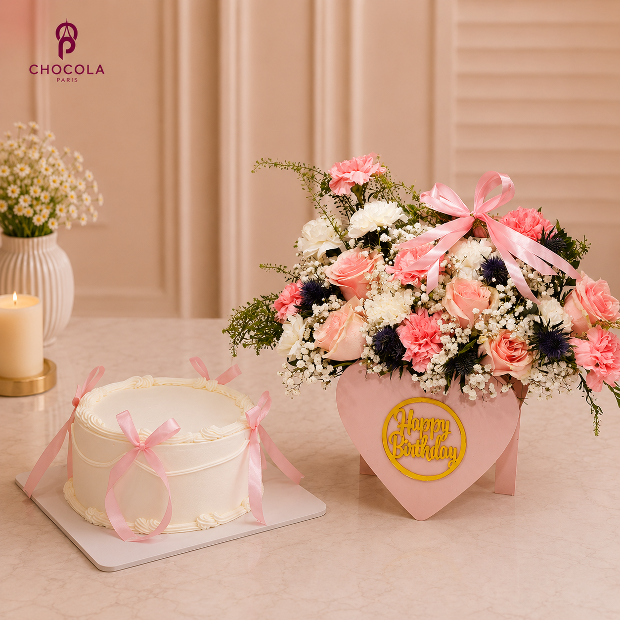 Feminine Charm cake and flower Combo