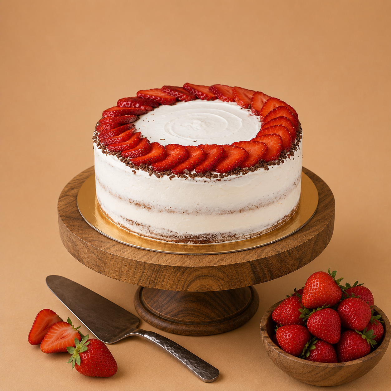 Heavenly strawberry cake with juicy strawberries