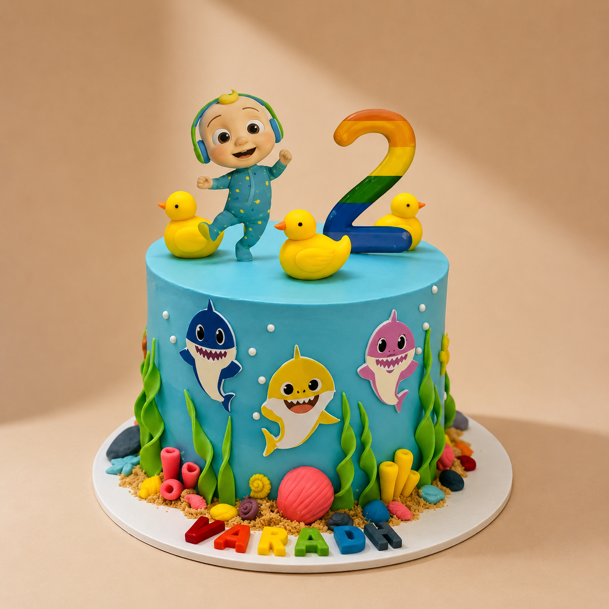 Baby Shark and Cocomelon Theme Cake