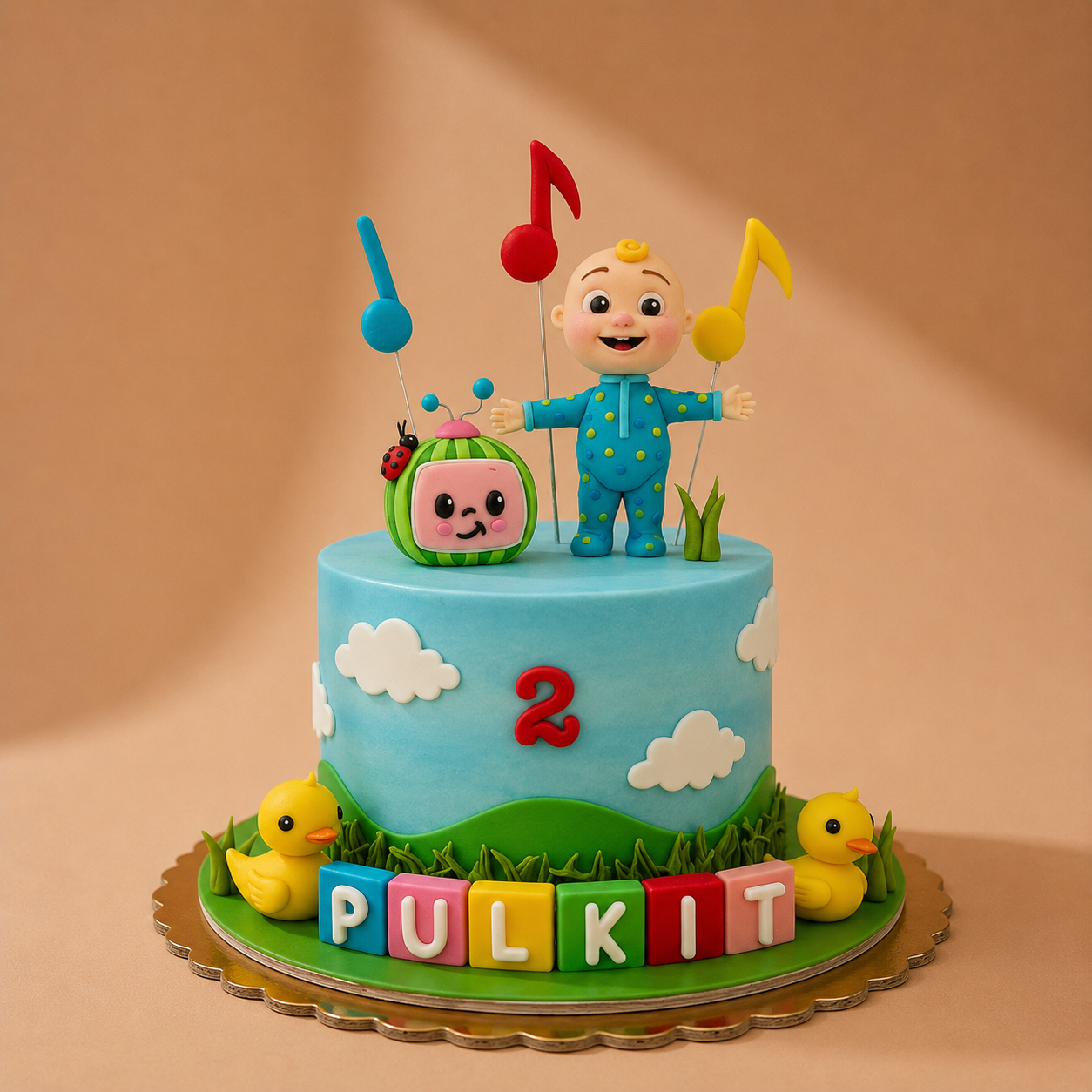 Cocomelon Cream & Fondant Cake