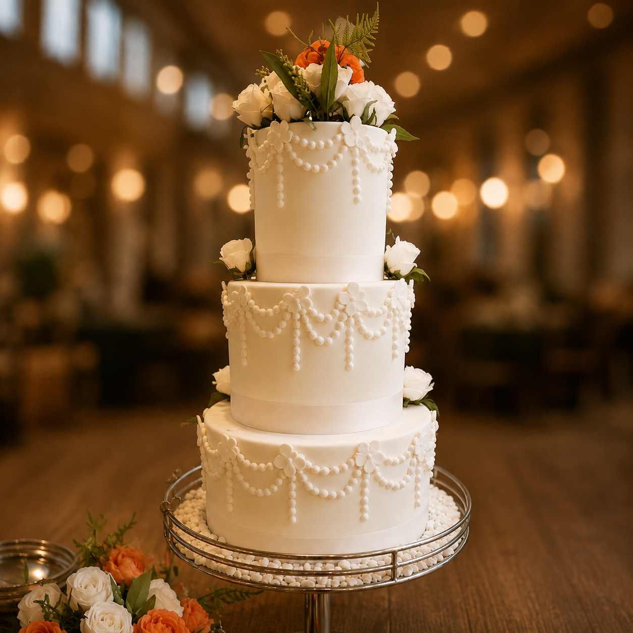 Pearl Blossom Wedding Cake