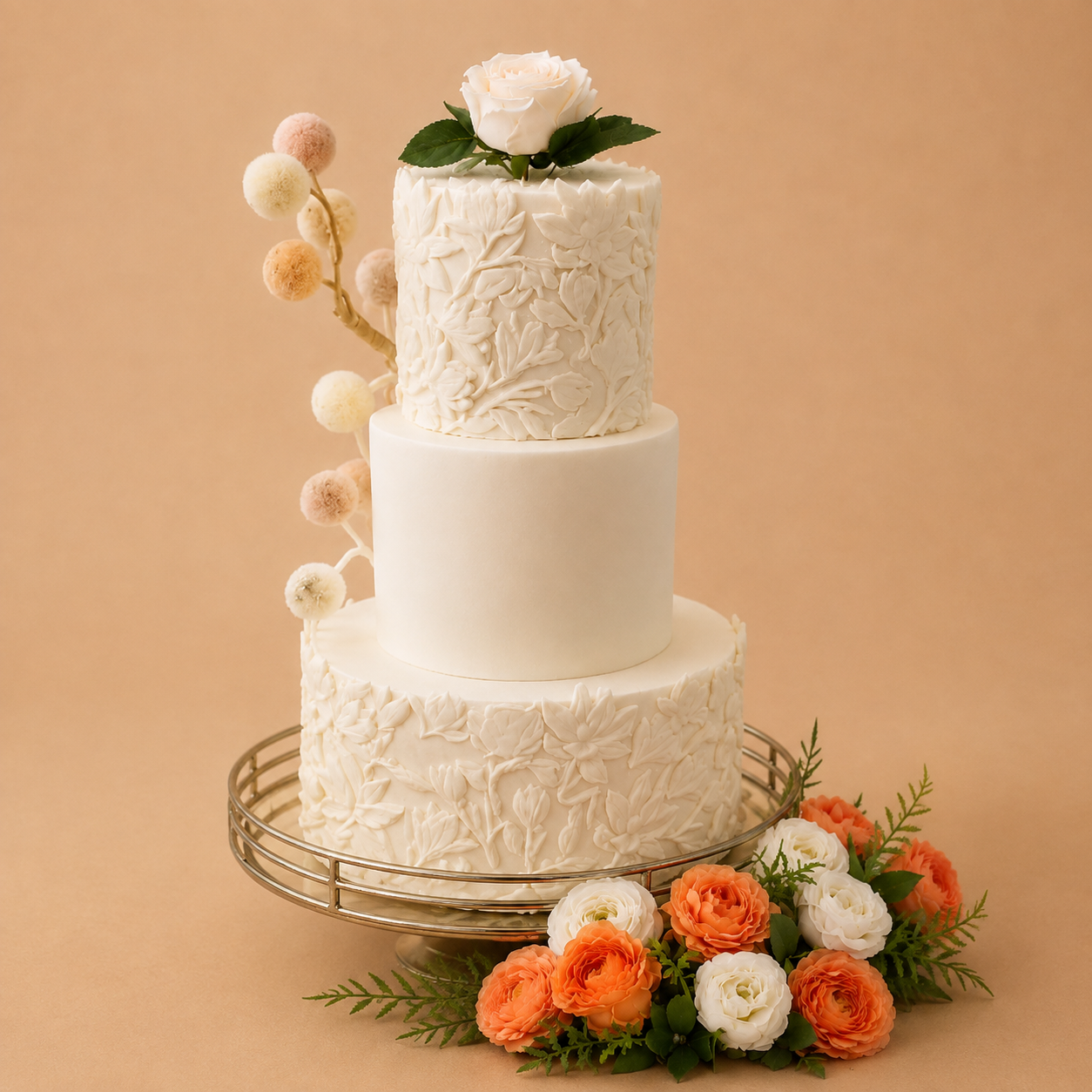 Ivory Blossom Wedding Cake