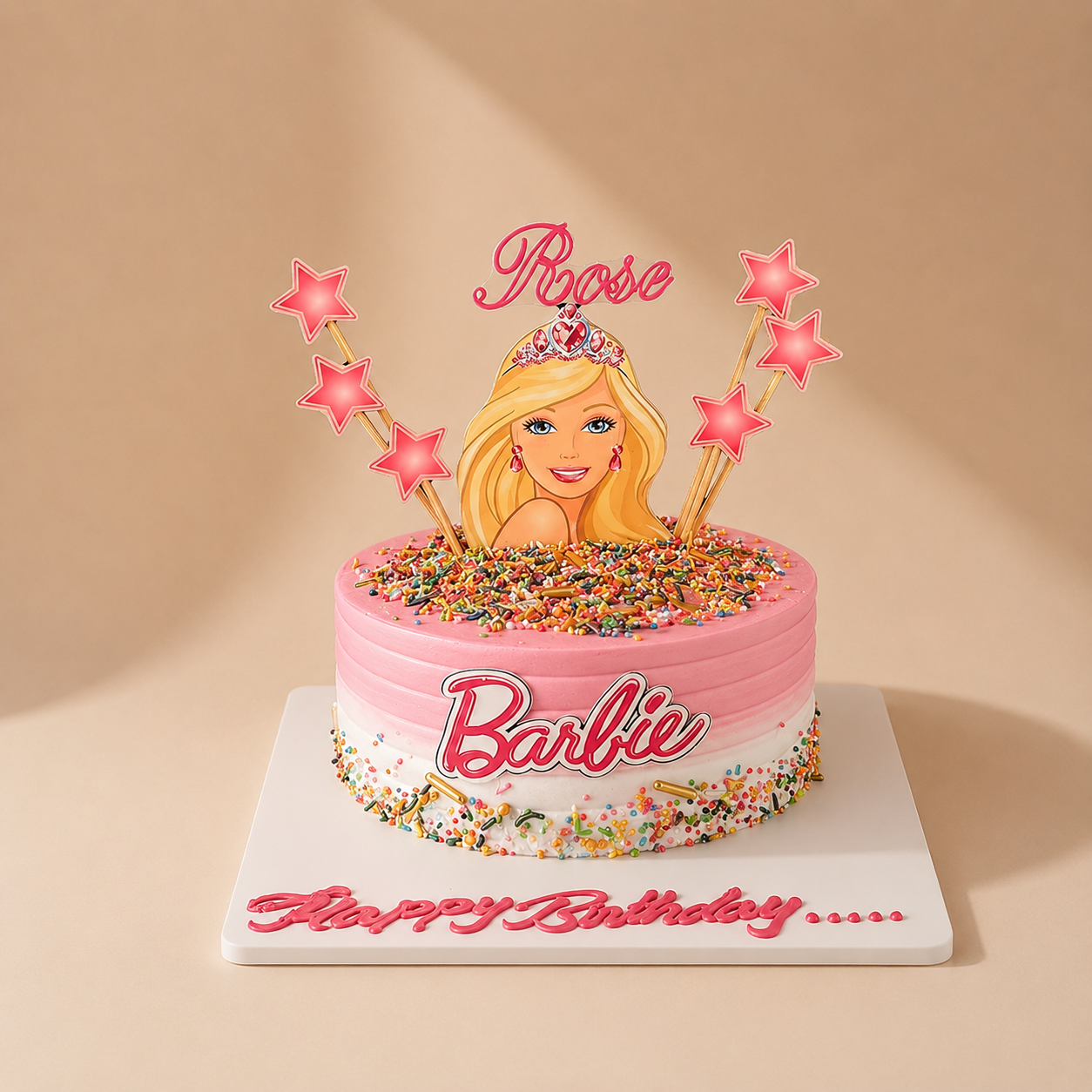 Cute Barbie theme cake