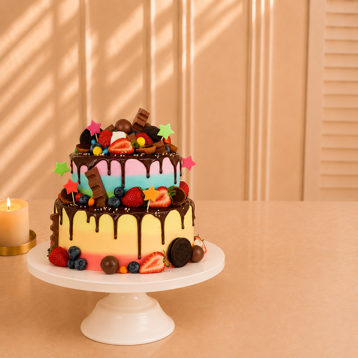 Chocolaty Rainbow Cake