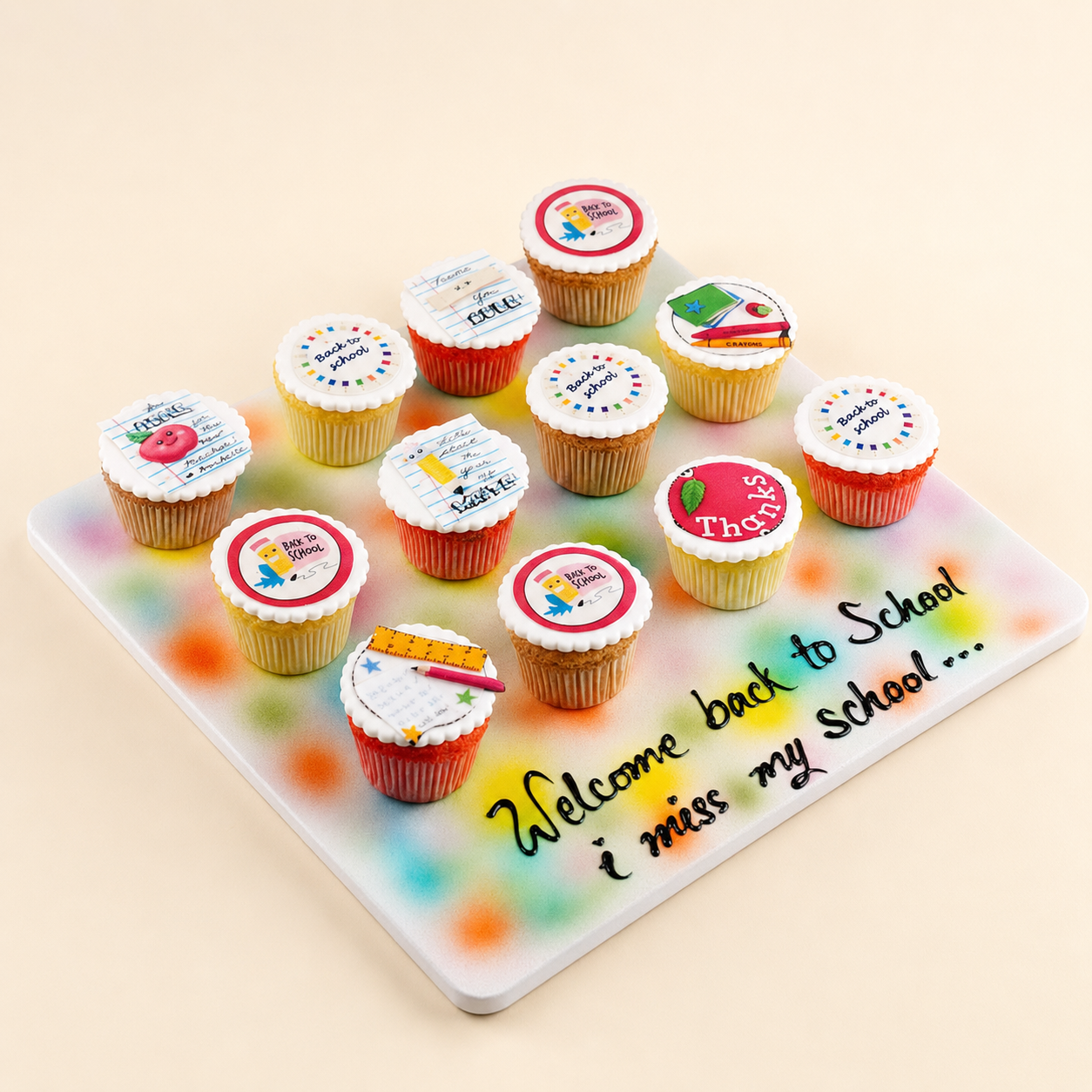 Welcome Back to School Cupcake Platter