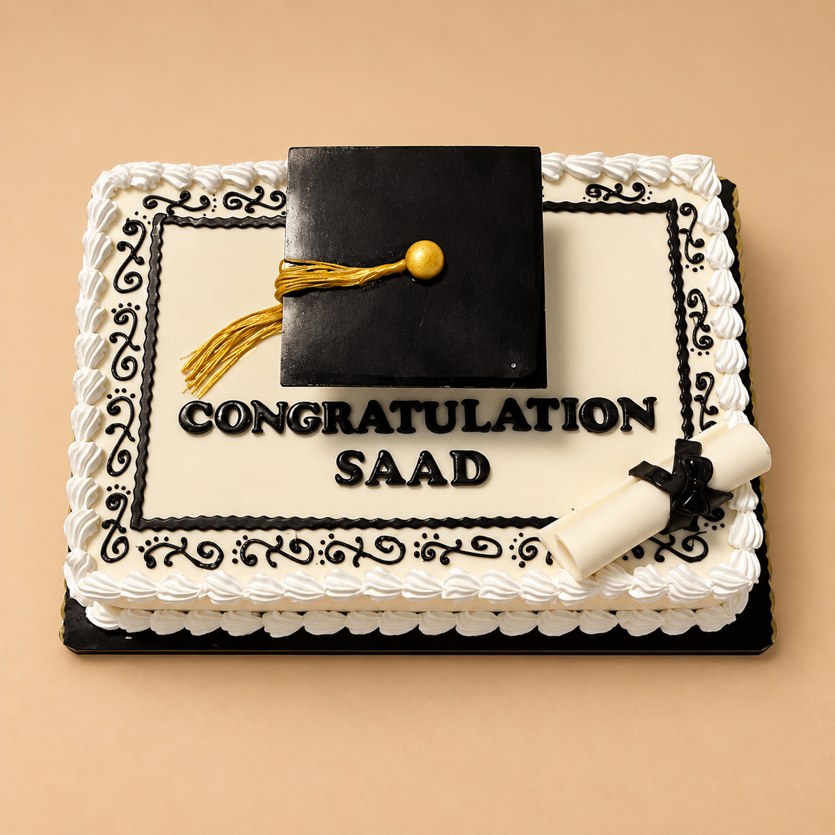 Delicious White Graduation Day Cake