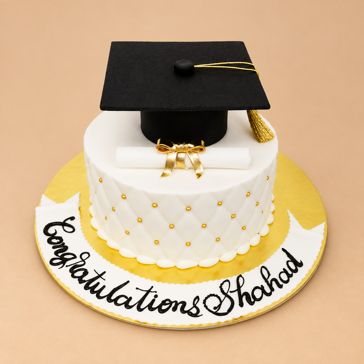 Mesmerising White Graduation Day Cake
