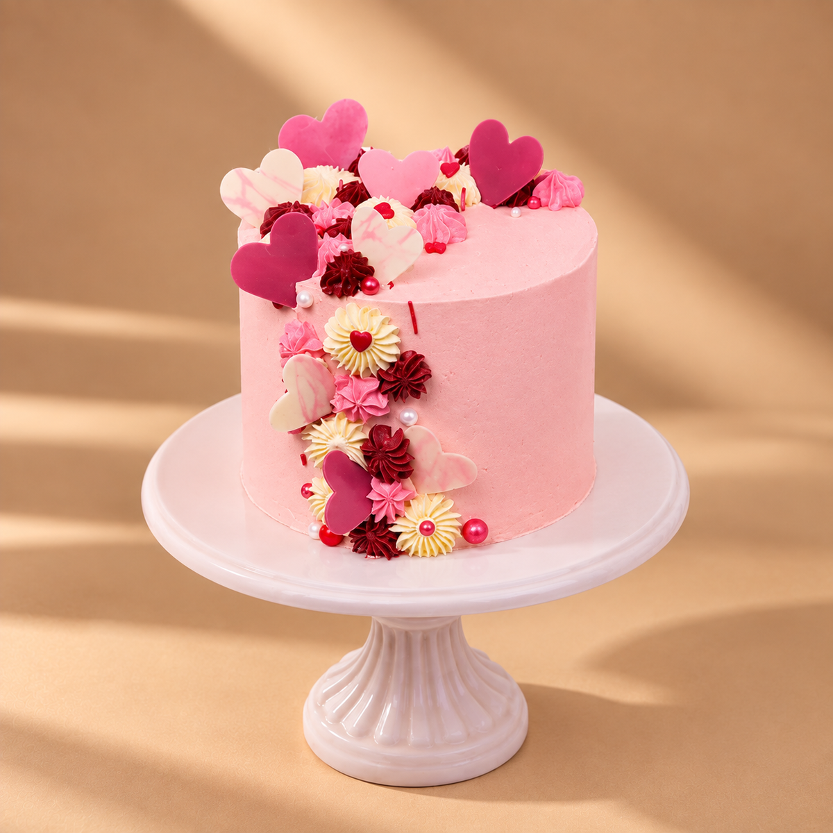 Lovely Pink Cake with Little Hearts