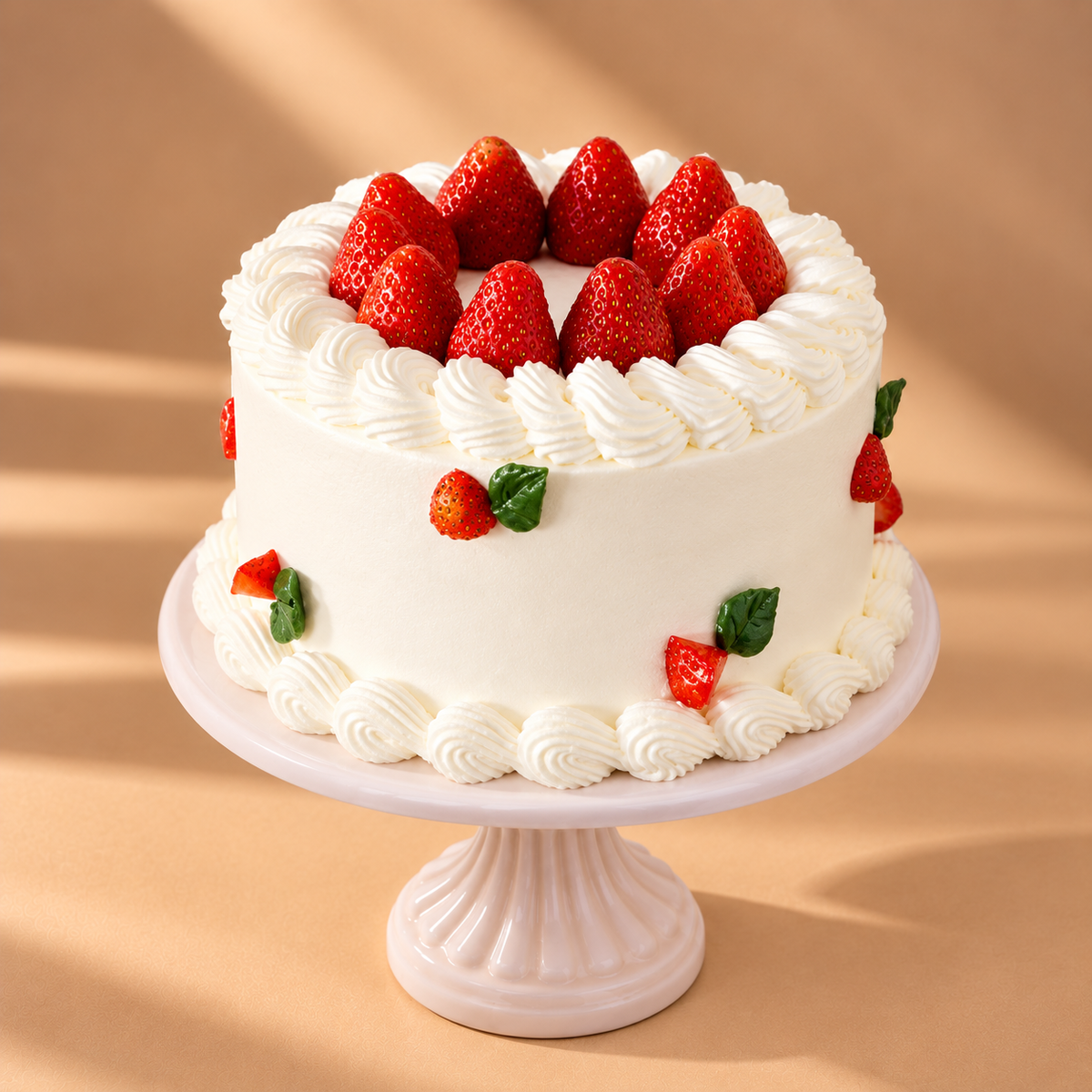 Elegant White strawberry cake