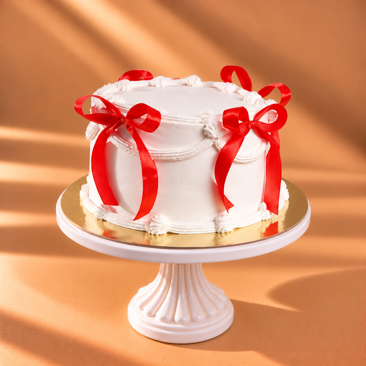 Luxe red Ribbon white Cake