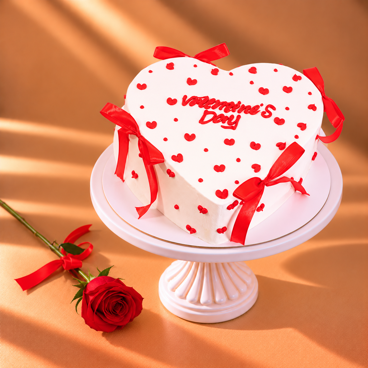 Heart Shape Cake & single flower combo 903
