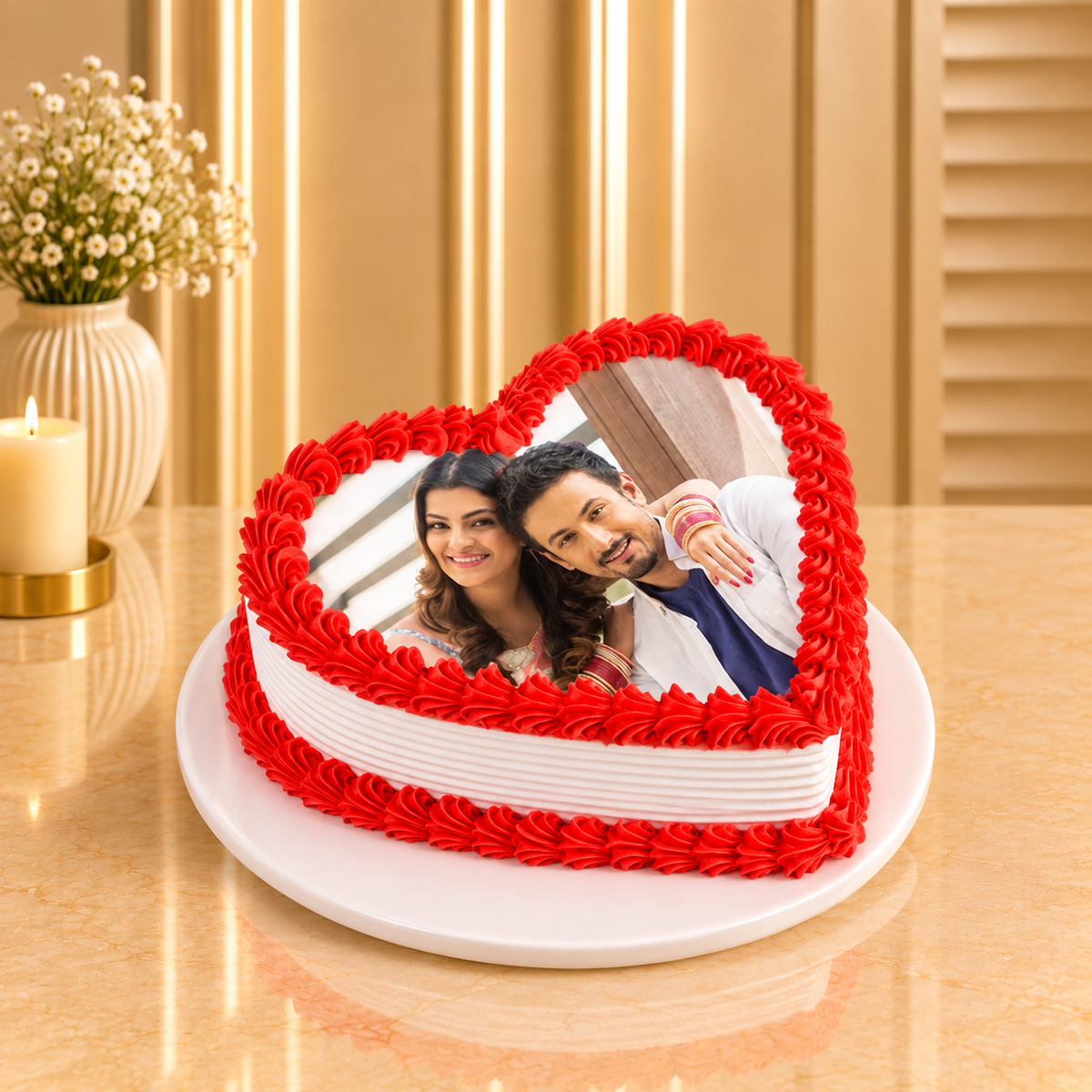 Heart Shape Photo Cake