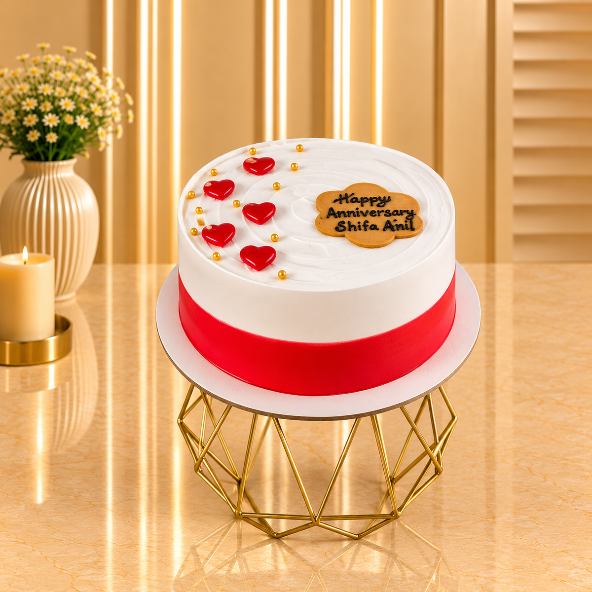 Simple ButterScotch cake with little Hearts